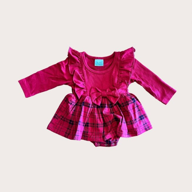 PLAID ONESIE DRESS baby girl clothes Cowpuncher Babe Size: 0-3 months