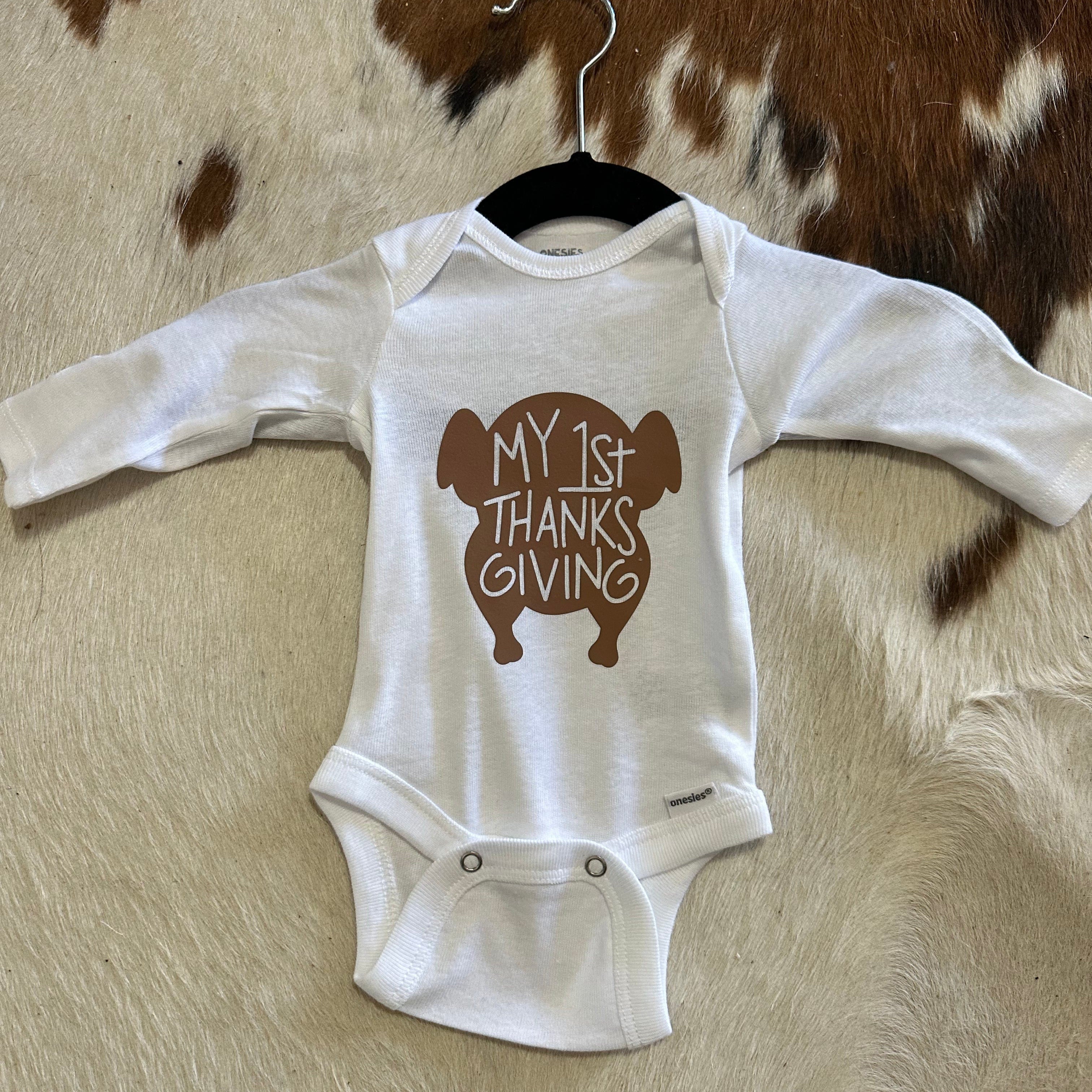 MY 1ST THANKSGIVING baby clothes Cowpuncher Babe Size: newborn Color: Brown