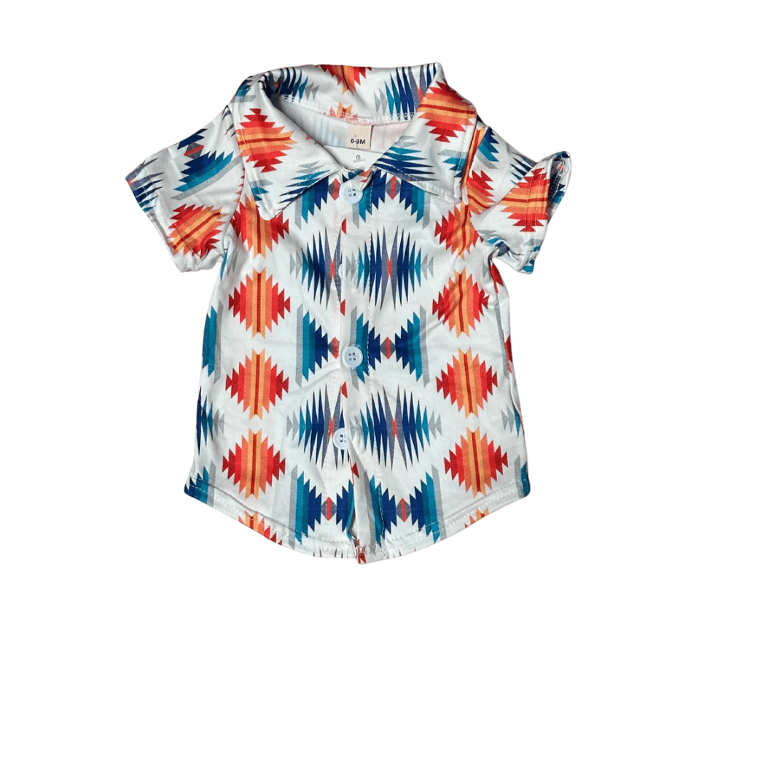 COLORFUL AZTEC BUTTON UP Cothing Aier Size: 0-3 months