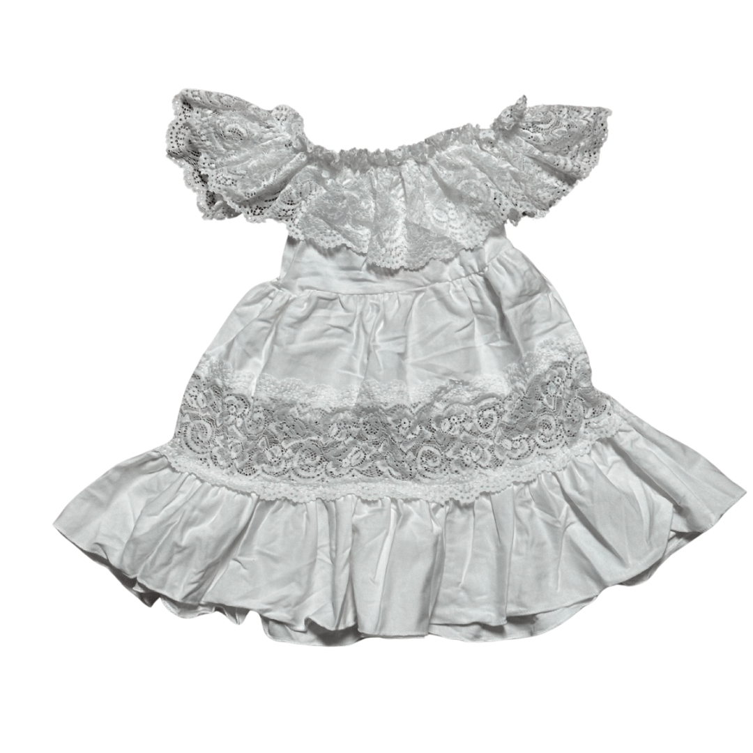 COTTON AND LACE FLUTTER MAXI DRESS - WHITE dresses Baileys Blossoms Size: 0-3 months