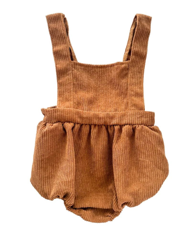 CORDUROY SUSPENDER BUBBLE ROMPER Clothing Baileys Blossoms Size: 0-3 months