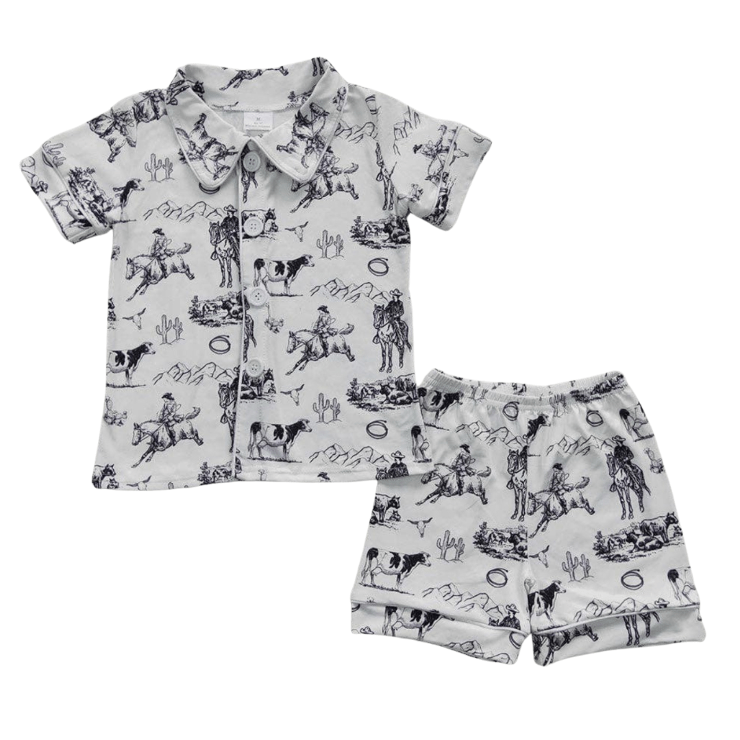 WHITE WESTERN MOM AND ME PAJAMAS