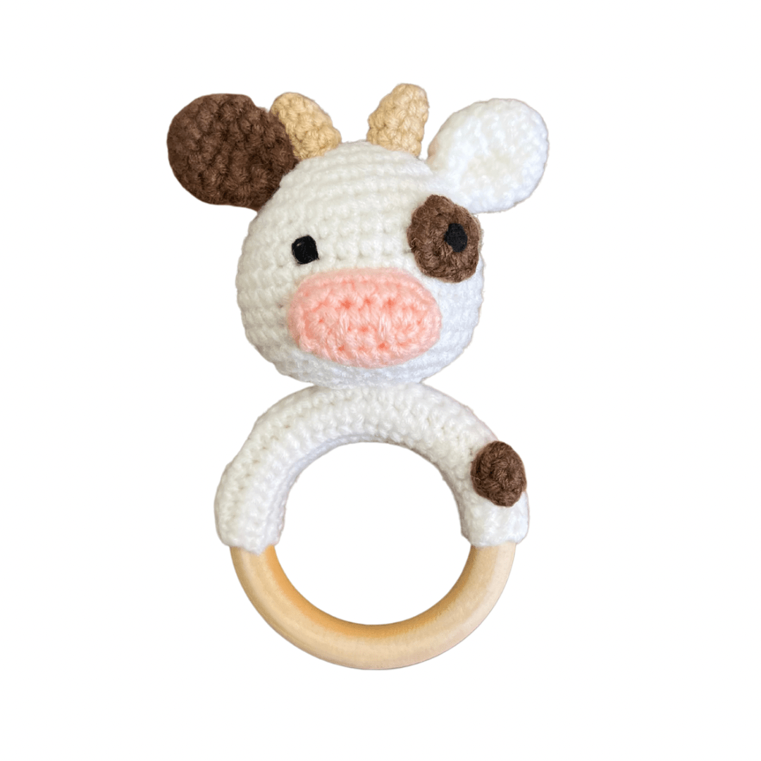 KNITTED HAND CROCHET BABY RATTLE