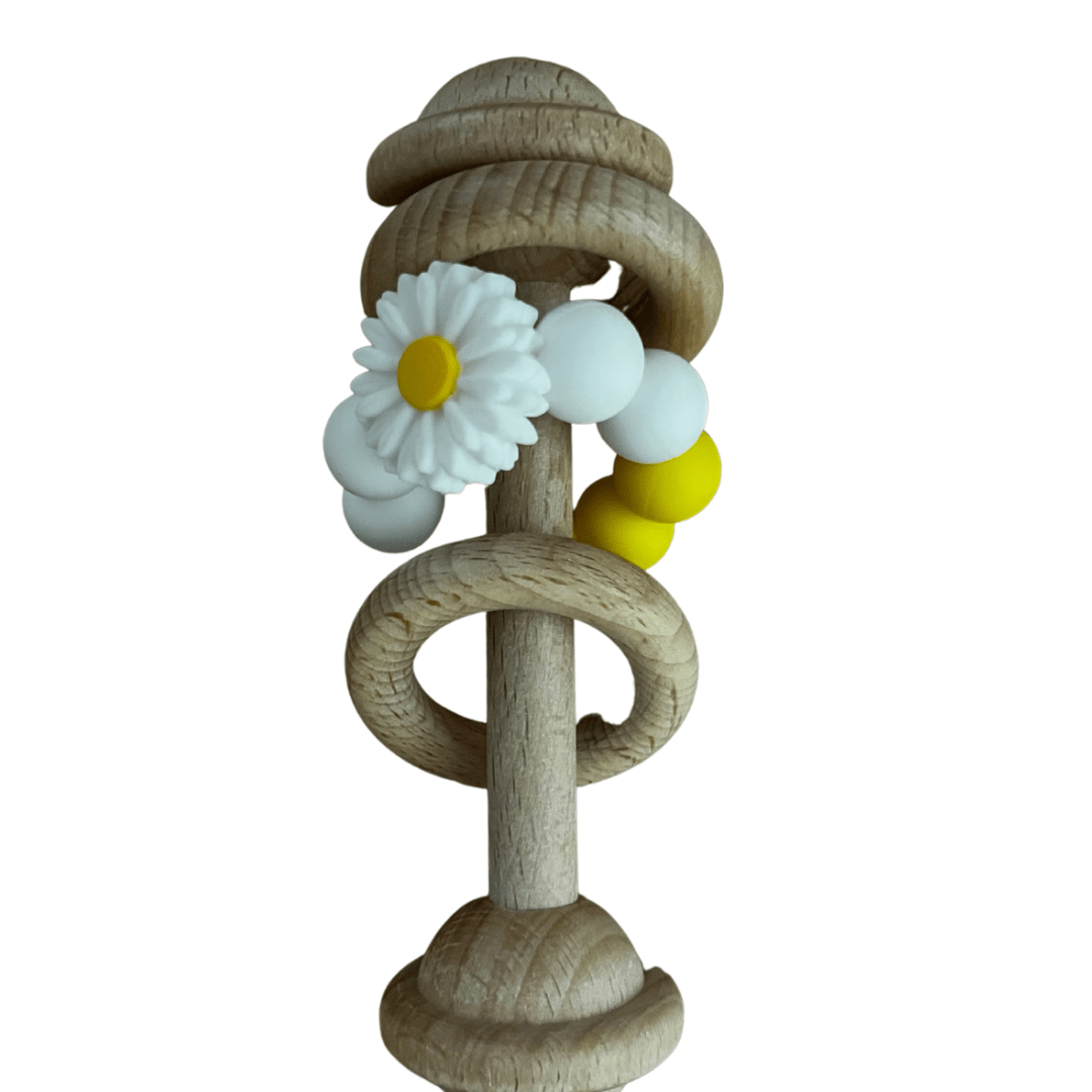 SILICONE & BEECH WOOD DAISY RATTLE