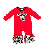 RED CHRISTMAS COW ROMPER