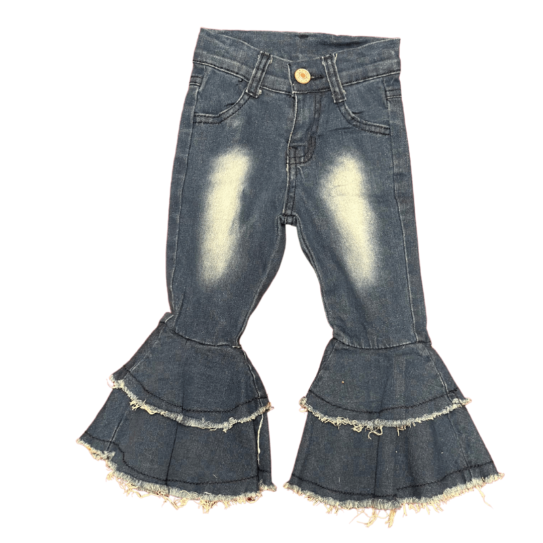 DARK WASH DOUBLE FLARE JEAN