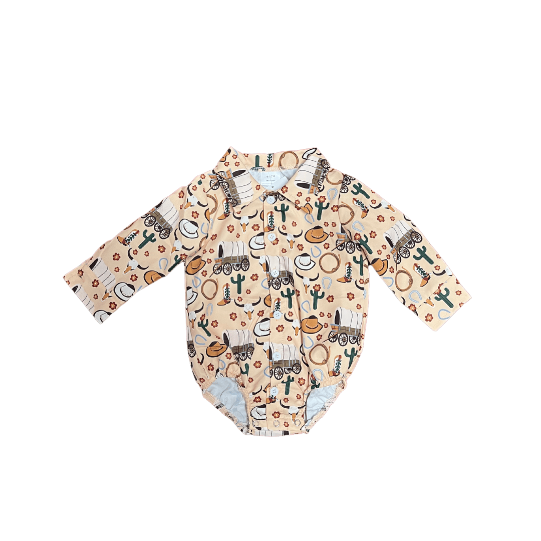 BOYS- WESTERN WAGON LONG SLEEVE BUTTON DOWN