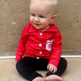 JOLLY GINGHAM SANTA BUTTON DOWN