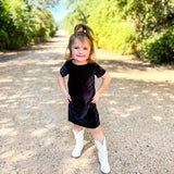 VELVET TSHIRT DRESS - BLACK