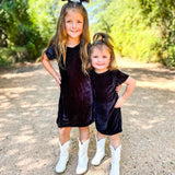 VELVET TSHIRT DRESS - BLACK