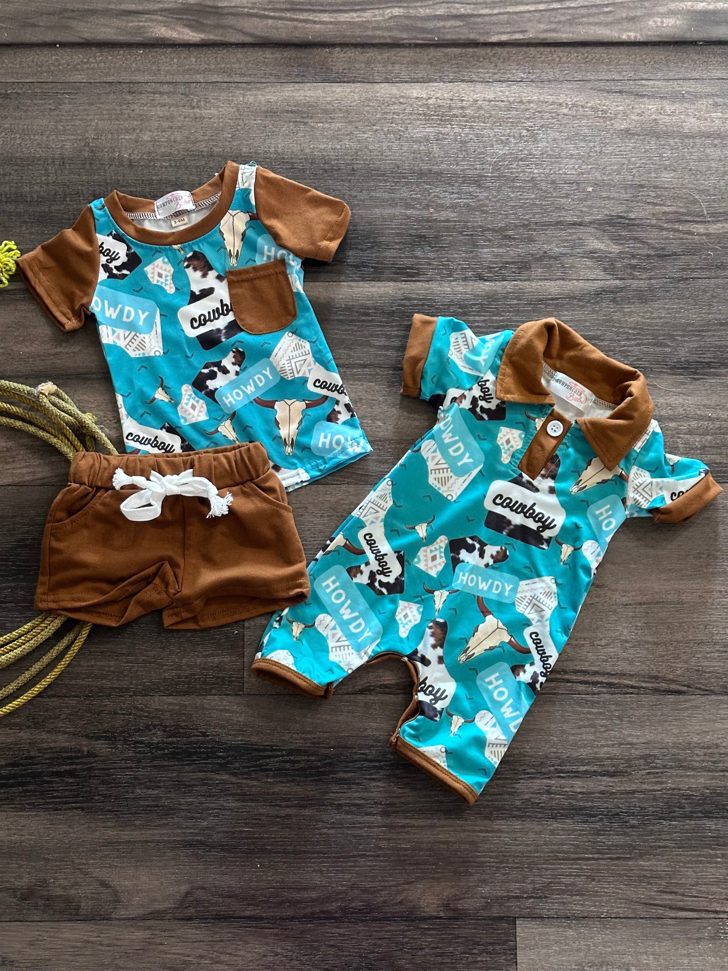 HOWDY COWBOY SUMMER SET Clothing Aier Size: 0-3 months
