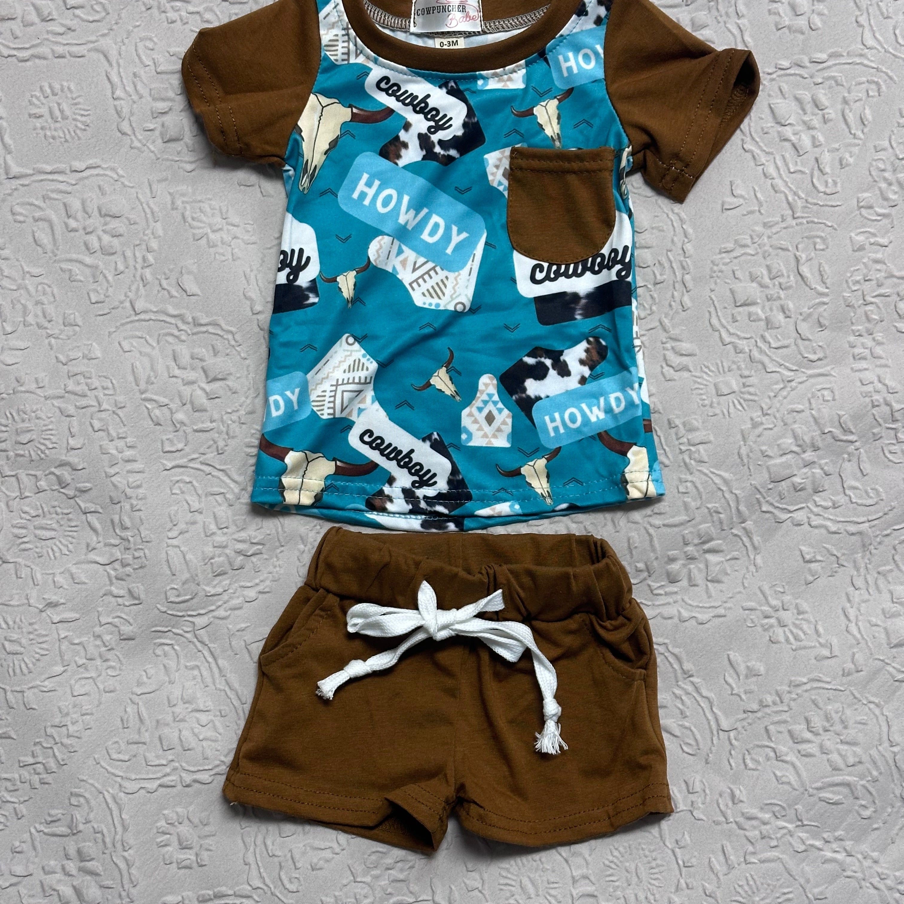 HOWDY COWBOY SUMMER SET Clothing Aier Size: 0-3 months