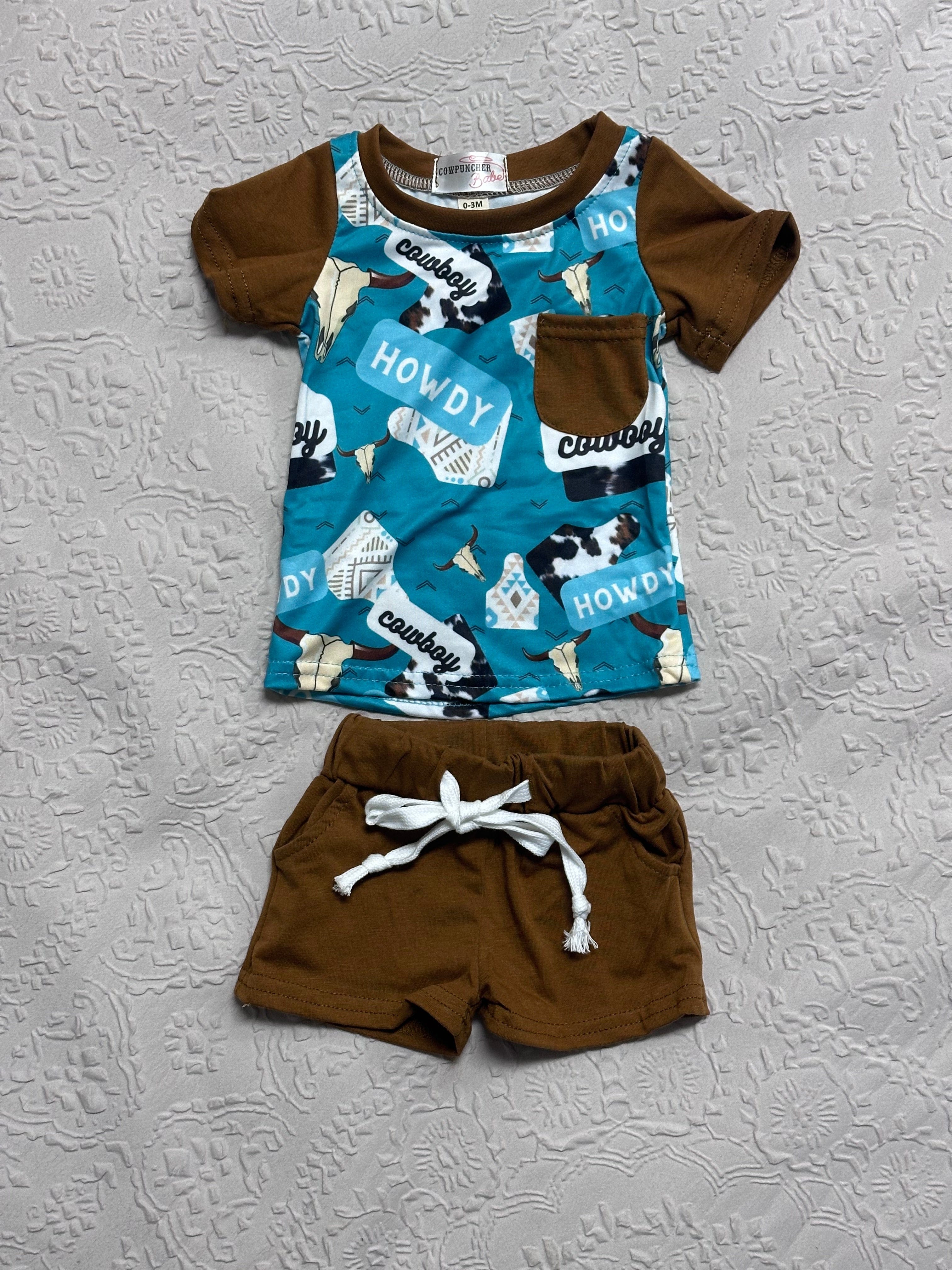 HOWDY COWBOY SUMMER SET Clothing Aier Size: 0-3 months