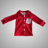JOLLY GINGHAM SANTA BUTTON DOWN