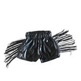 LEATHER TASSEL SHORTS - Black