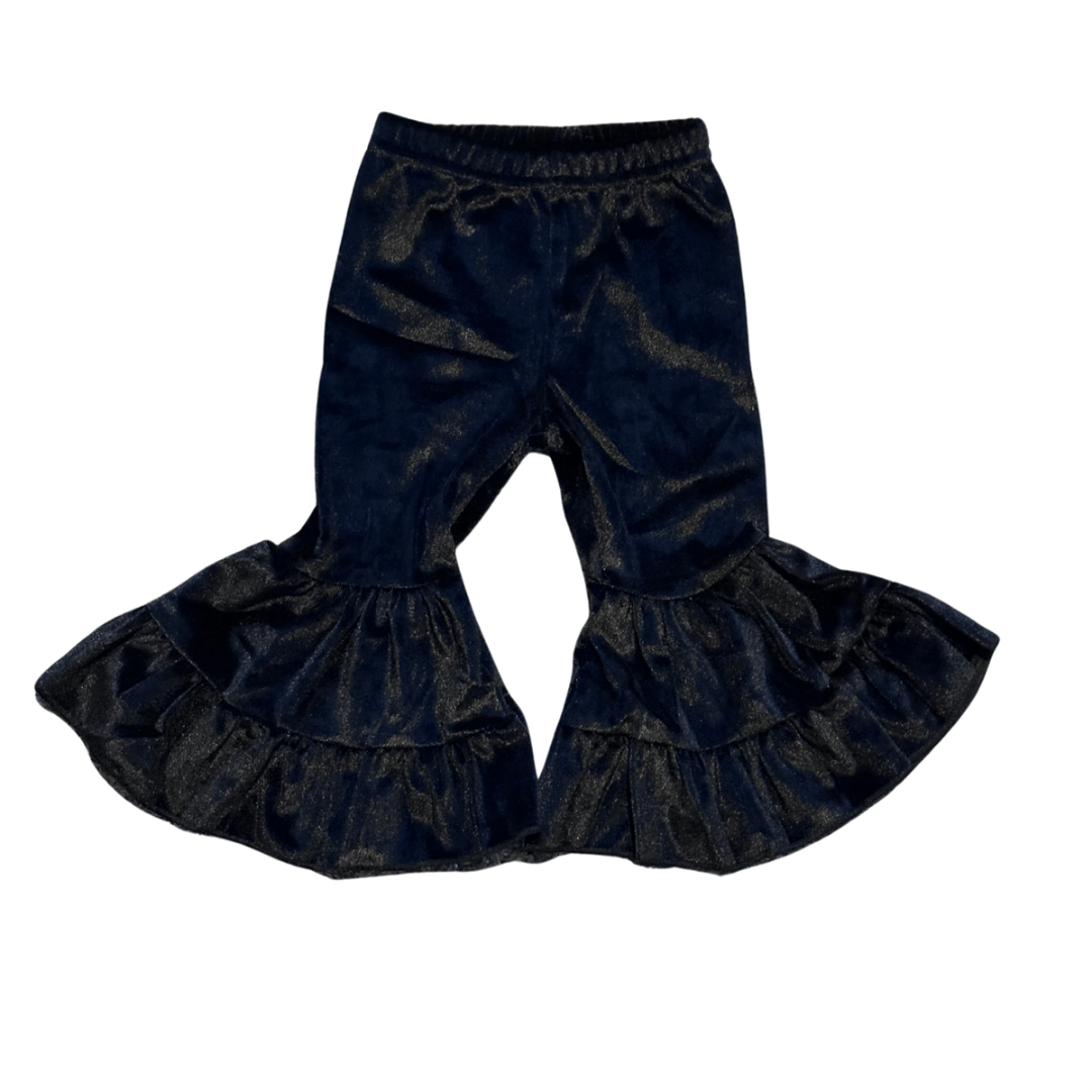 VELVET RUFFLE FLARE PANTS - BLACK – Cowpuncher Babe
