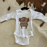 MY 1ST THANKSGIVING baby clothes Cowpuncher Babe Size: newborn Color: Brown
