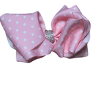 LARGE BOW WITH RHINESTONE Accessory Kidscharm Color: Pink Polka Dot
