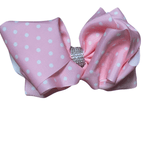 LARGE BOW WITH RHINESTONE Accessory Kidscharm Color: Pink Polka Dot