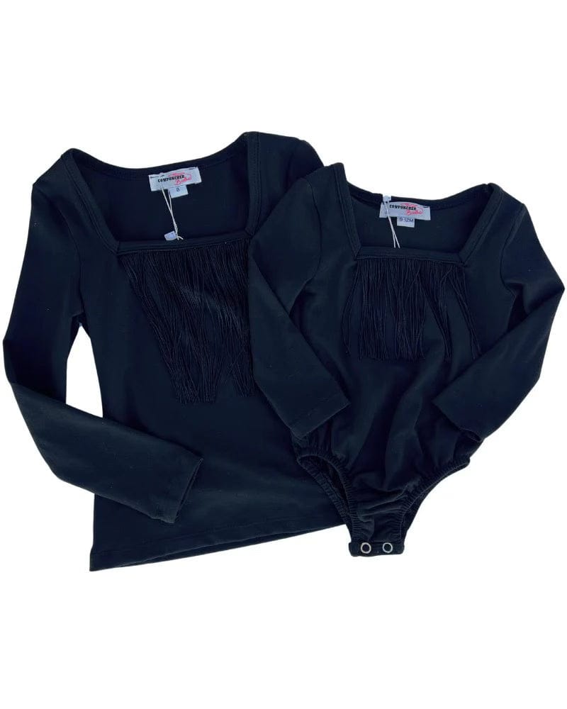 FRINGE LONG SLEEVE LEOTARD & TOP Clothing Baileys Blossoms Size: 0-3 months