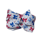 LARGE BOW WITH RHINESTONE Accessory Kidscharm Color: Red White and Blue Bow patriotic