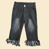 BLACK FRINGE JEAN