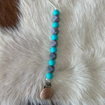 Pacifier Clips Cowpuncher Babe Color: Turquoise and gray
