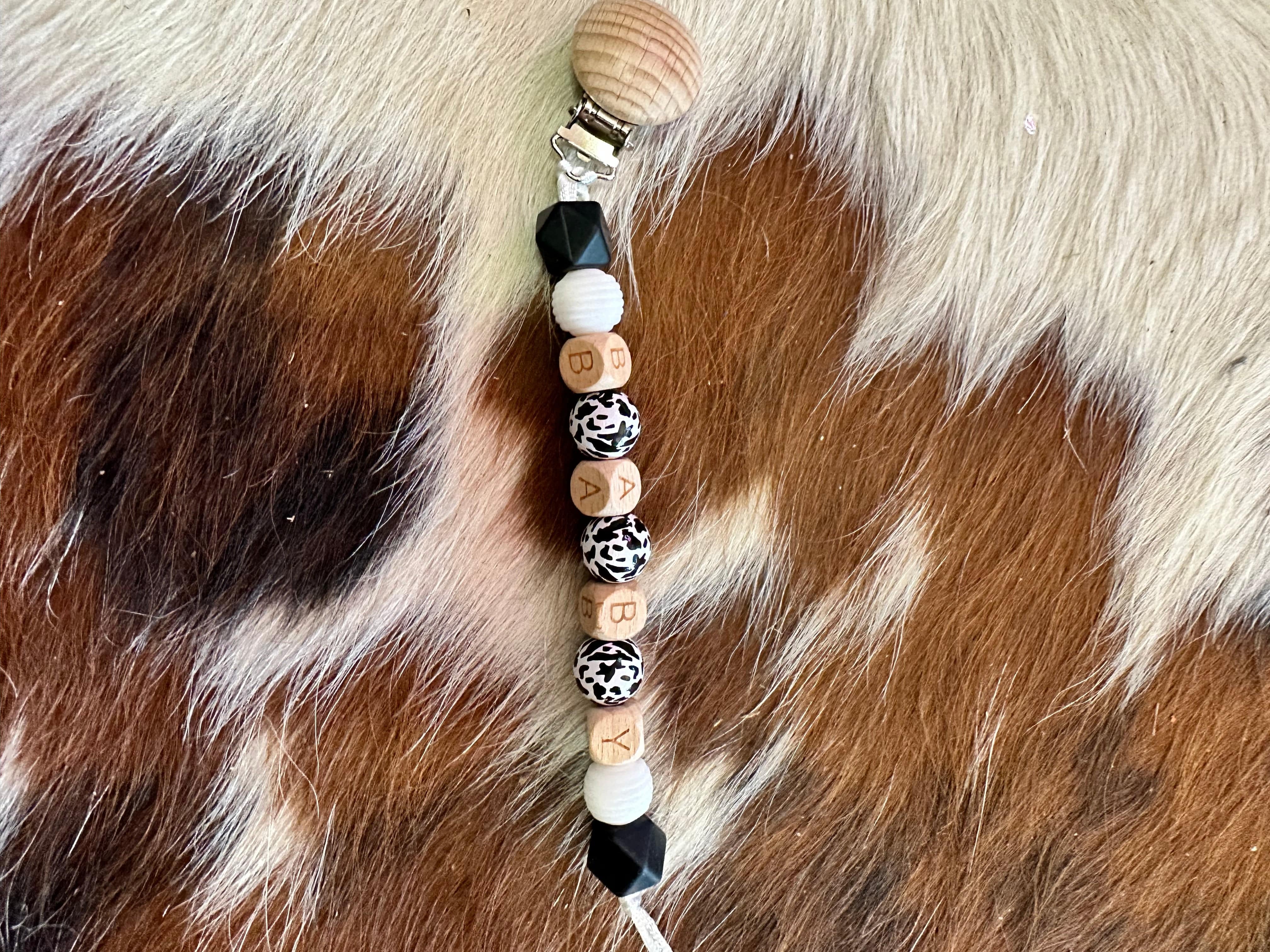 Pacifier Clips Cowpuncher Babe Color: Baby Black/white
