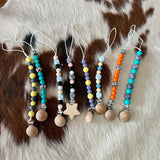 Pacifier Clips Cowpuncher Babe Color: Turquoise and gray