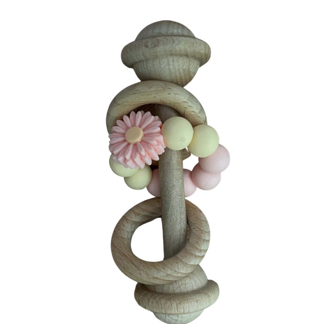 SILICONE & BEECH WOOD DAISY RATTLE
