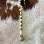 Pacifier Clips Cowpuncher Babe Color: Yellow and gray