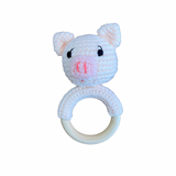 KNITTED HAND CROCHET BABY RATTLE