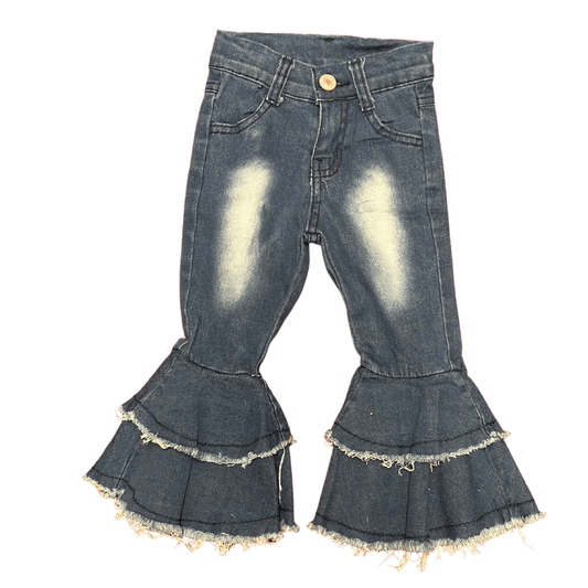 DARK WASH DOUBLE FLARE JEAN