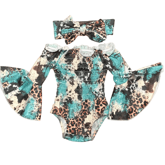 TURQUOISE PATCHYY ONESIE